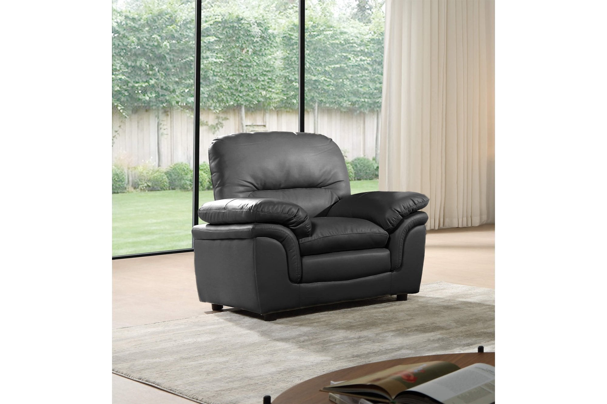 Verona Grey Leather Armchair