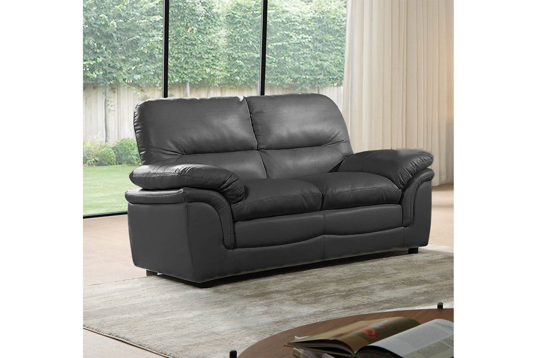 Verona Grey Leather 2 Seater Sofa