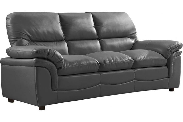 Verona Grey Leather 3 Seater Sofa