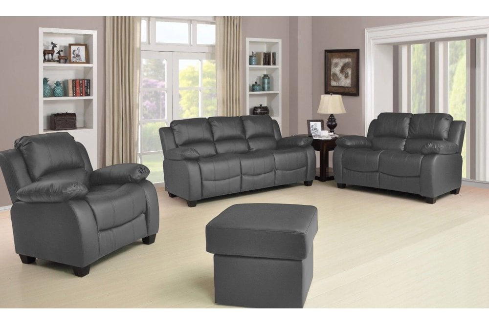 Kenton Grey Leather 2 Seater Sofa
