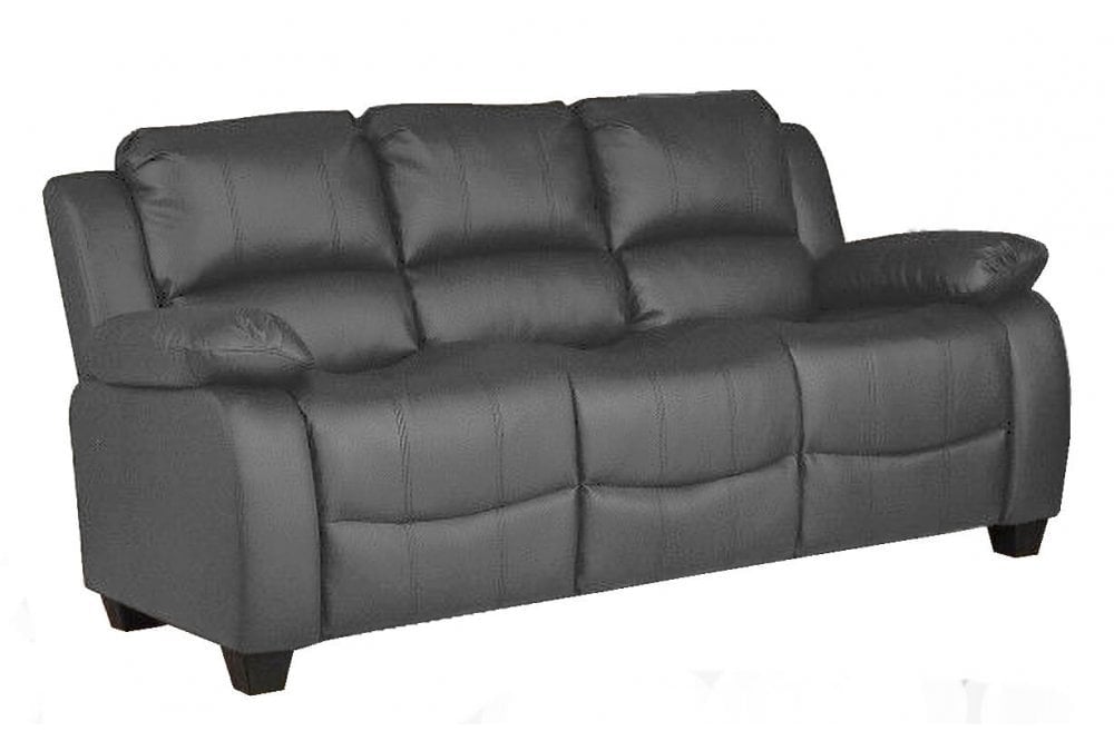 Kenton Grey Leather 3 Seater Sofa