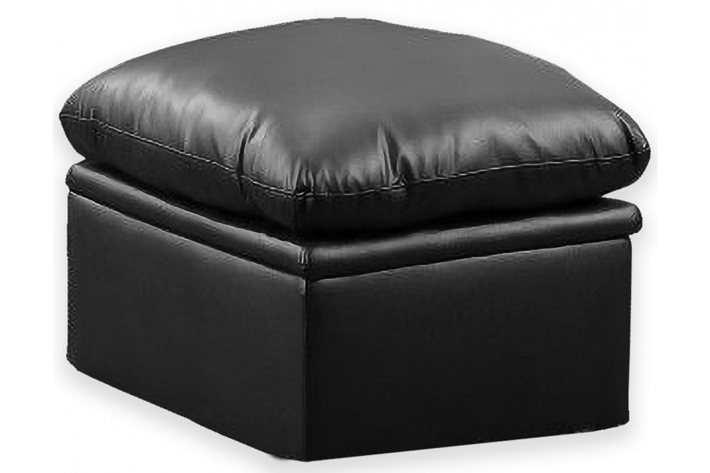 Verona Black Leather Footstool