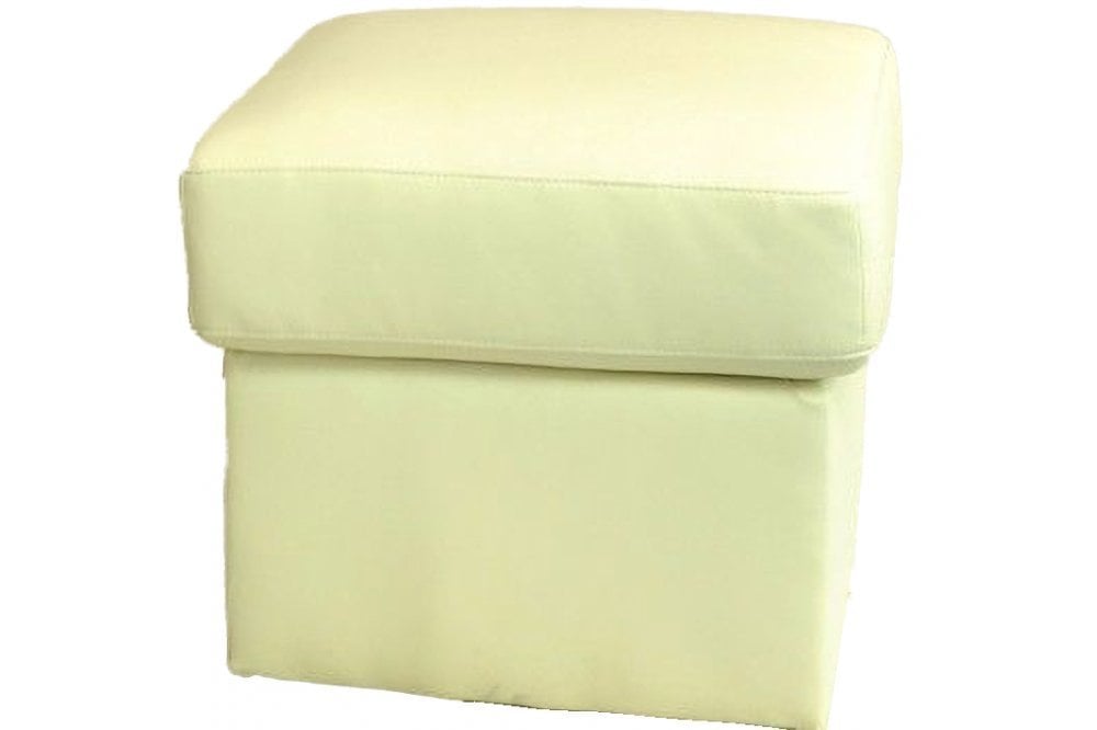 Kenton Cream Leather Footstool