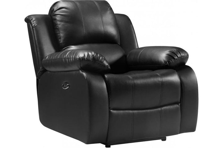 Sevile Black Leather Electric Recliner Armchair