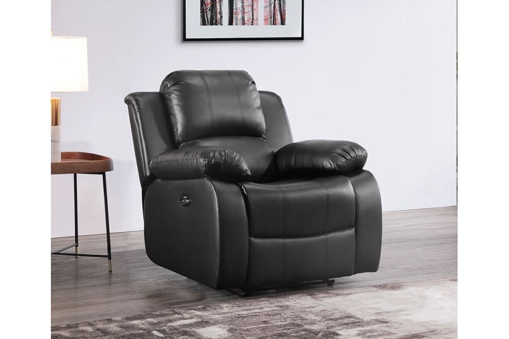Sevile Black Leather Electric Recliner Armchair