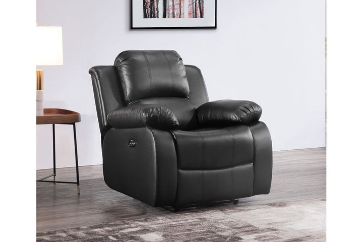 Sevile Black Leather Electric Recliner Armchair