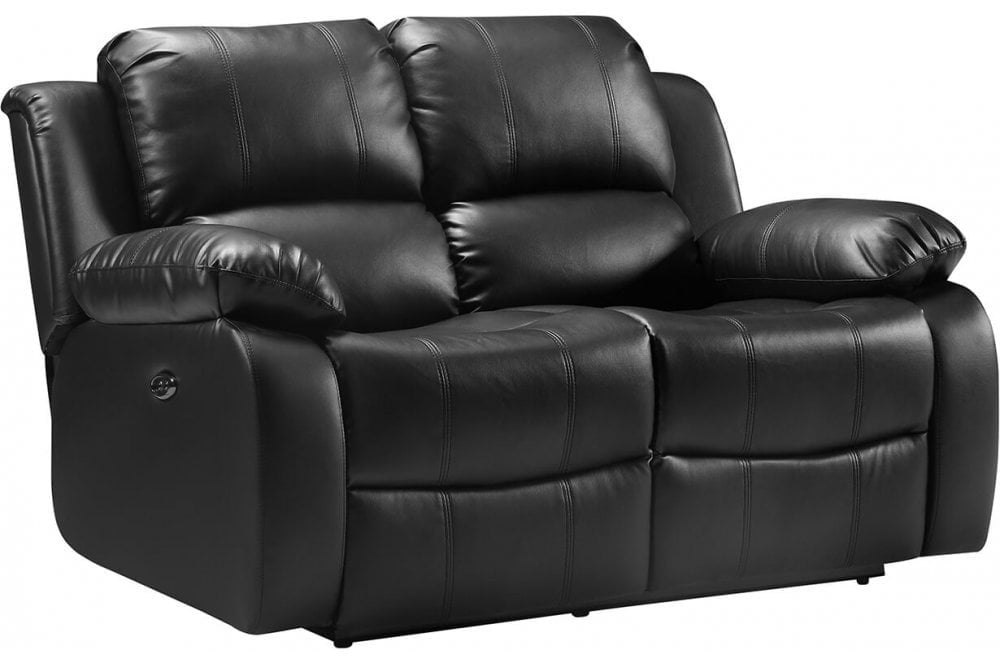 Sevile Black Leather Electric Recliner 2 Seater Sofa