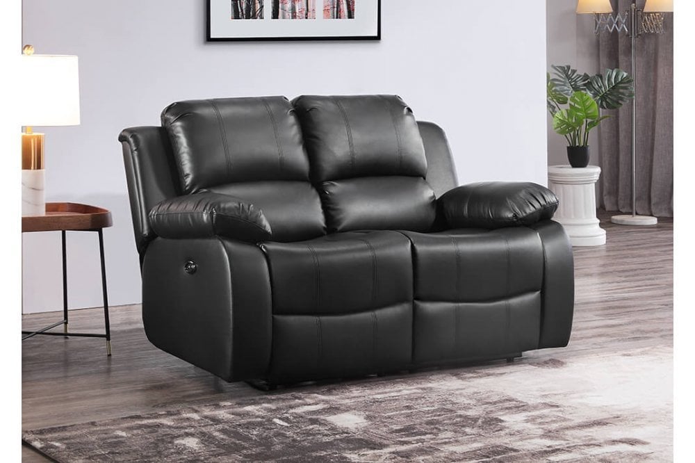 Sevile Black Leather Electric Recliner 2 Seater Sofa