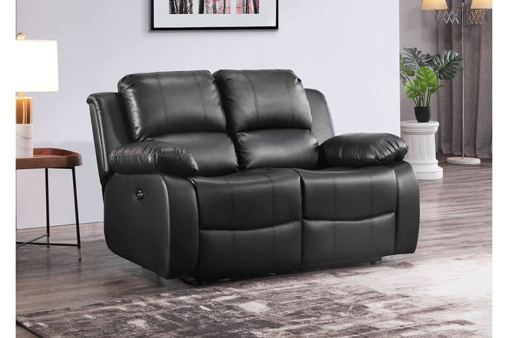 Sevile Black Leather Electric Recliner 2 Seater Sofa
