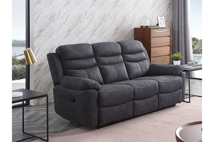 Ledbury Grey Fabric Manual  Recliner 3 Seater Sofa