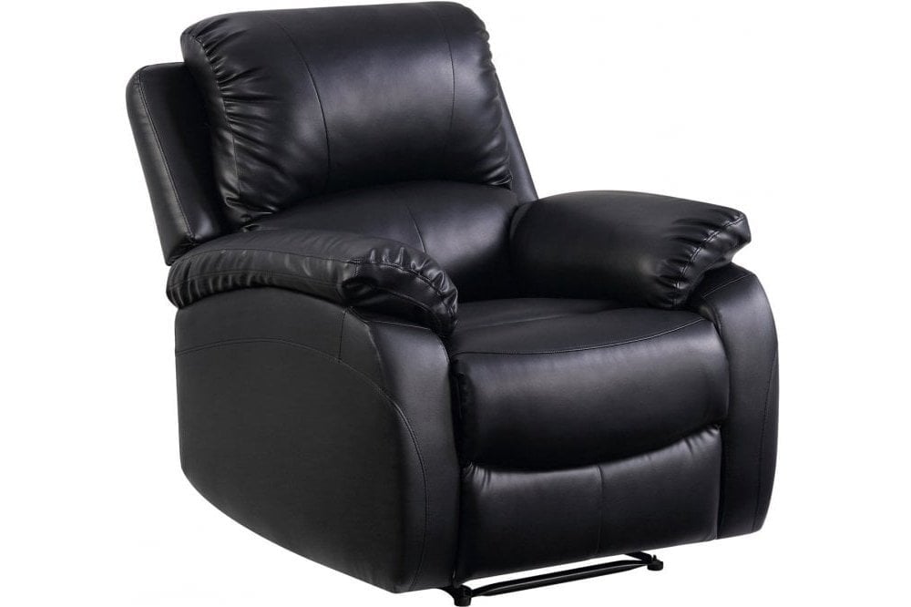 Roma Black Leather Recliner Armchair