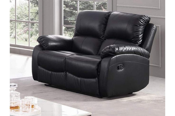 Roma Black Leather Recliner 2 Seater Sofa