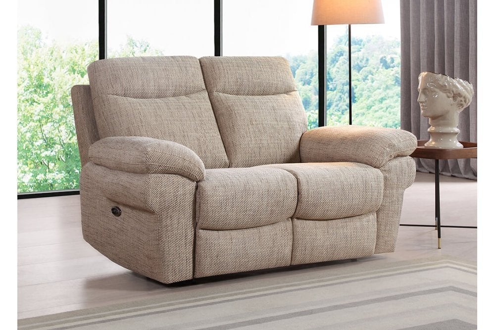 Tanya Beige Fabric Electric Recliner 2 Seater Sofa