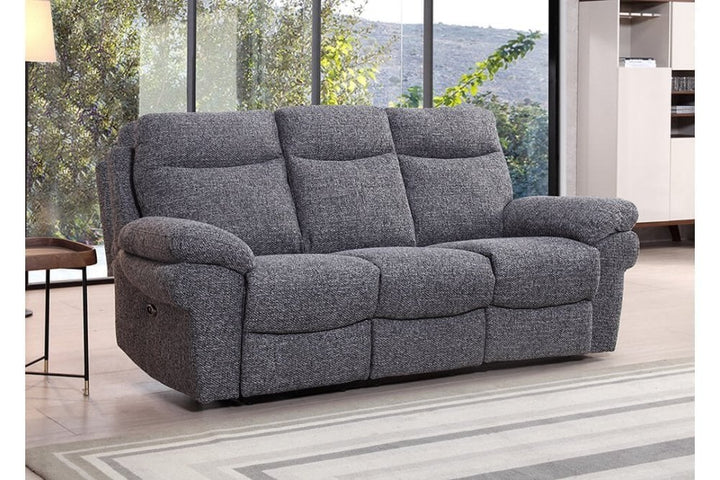 Tanya Grey Fabric Electric Recliner 3 Seater Sofa