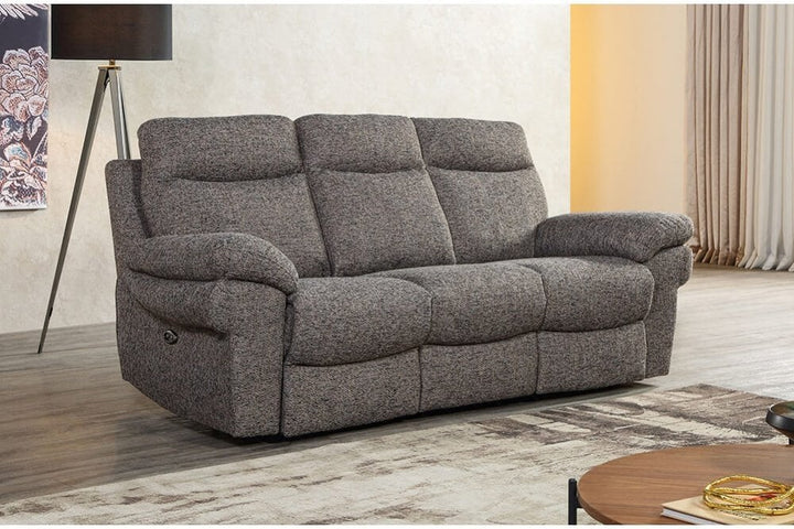 Tanya Brown Fabric Electric Recliner 3 Seater Sofa