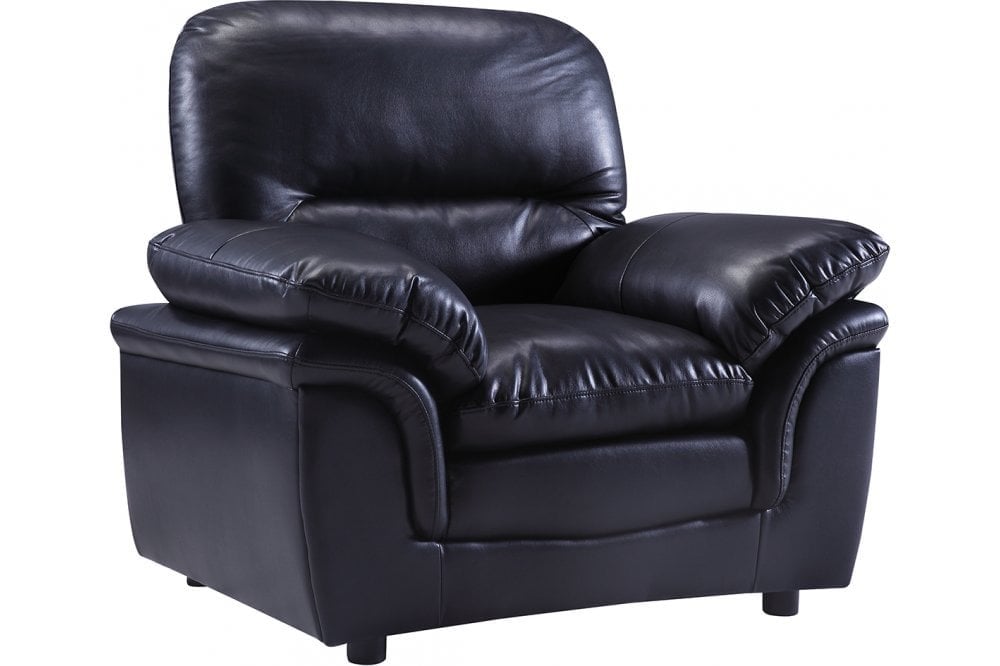 Verona Black Leather Armchair