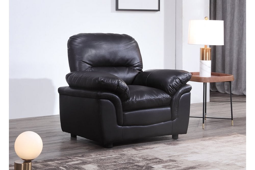 Verona Black Leather Armchair