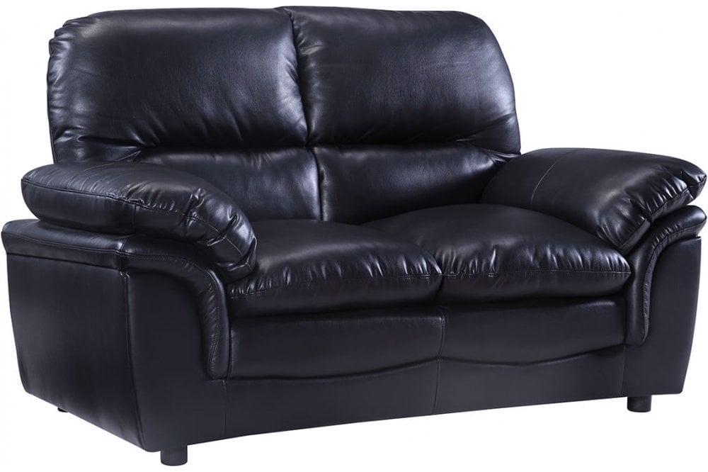 Verona Black Leather 2 Seater Sofa