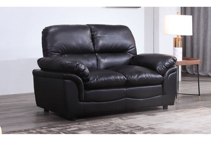 Verona Black Leather 2 Seater Sofa
