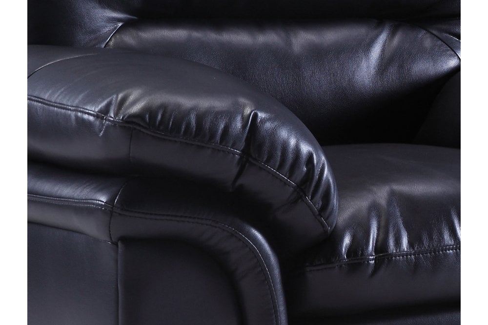 Verona Black Leather 3 Seater Sofa