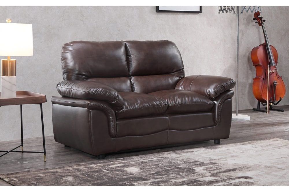 Verona Brown Leather 2 Seater Sofa