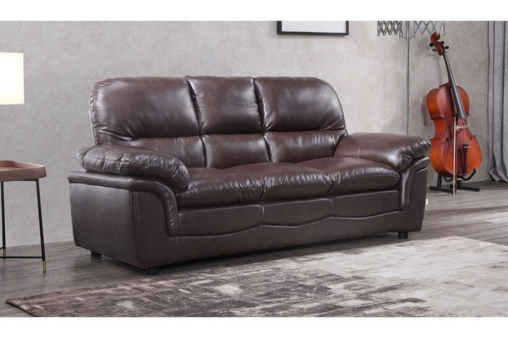 Verona Brown Leather 3 Seater Sofa