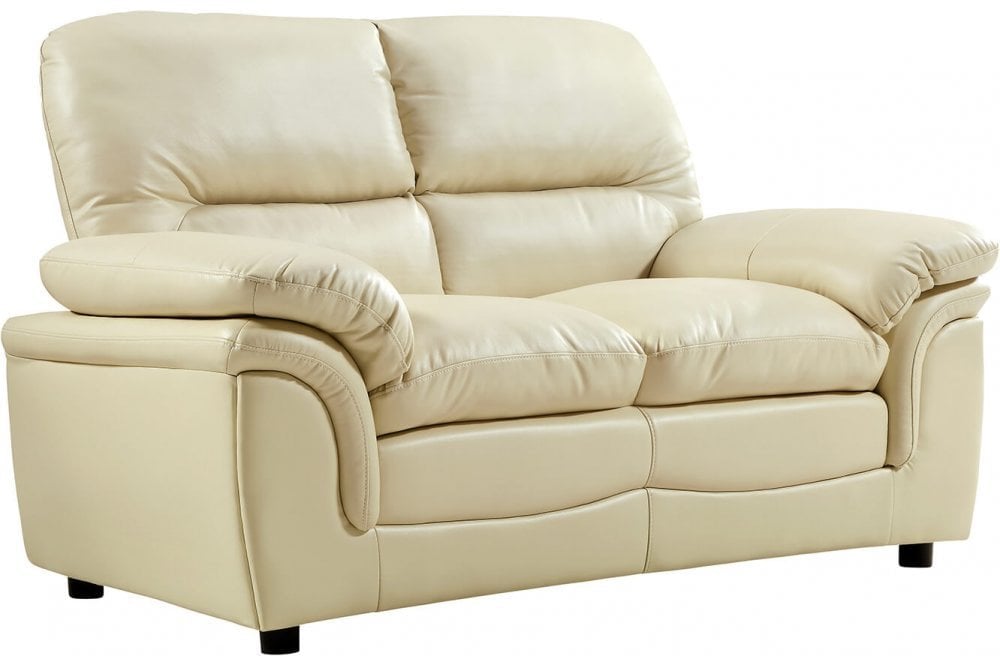 Verona Cream Leather 2 Seater Sofa