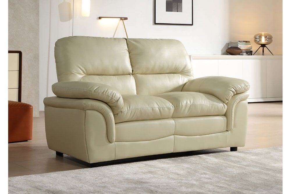 Verona Cream Leather 2 Seater Sofa