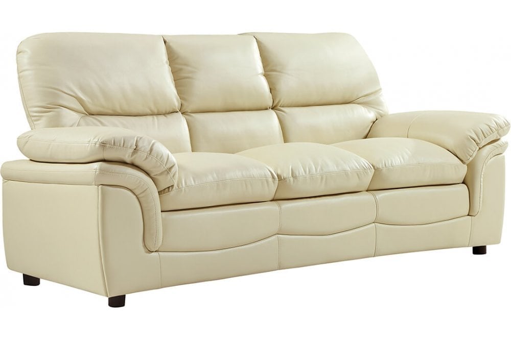 Verona Cream Leather 3 Seater Sofa