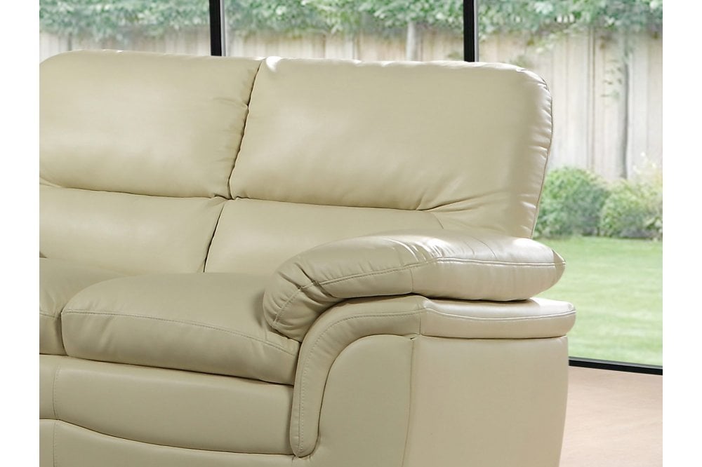 Verona Cream Leather 3 Seater Sofa