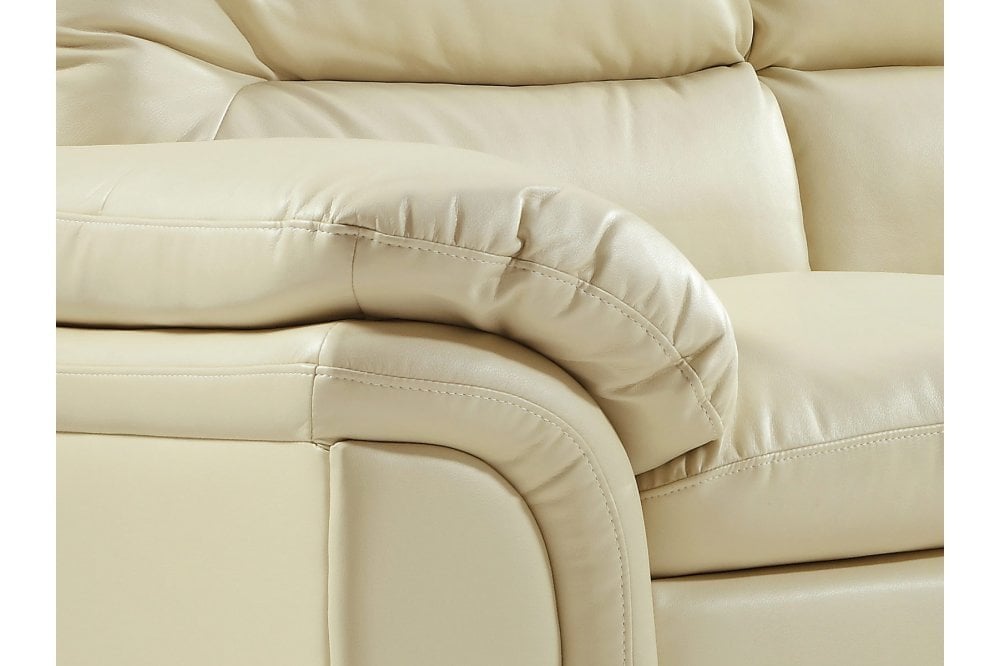Verona Cream Leather 3 Seater Sofa
