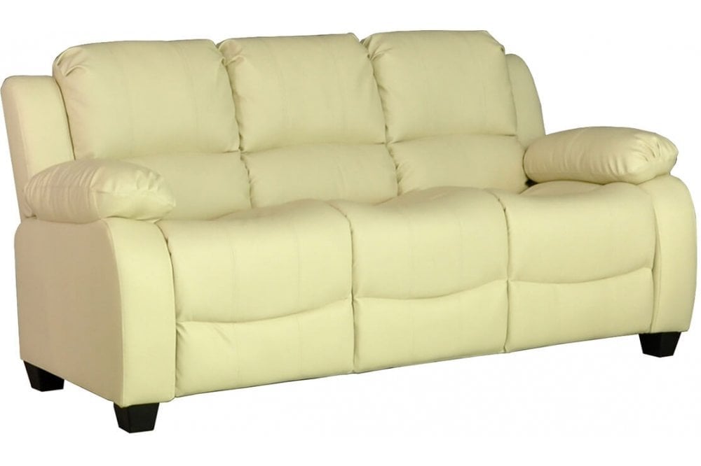 Kenton Cream Leather 3 Seater Sofa