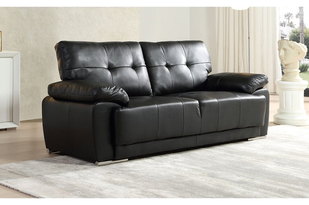 Sienna Black Leather 3 Seater Sofa Sofa