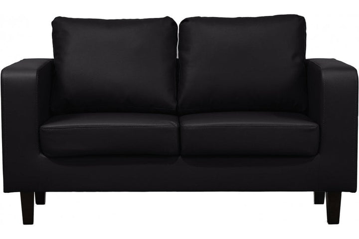 Box Black Leather 2 Seater Sofa