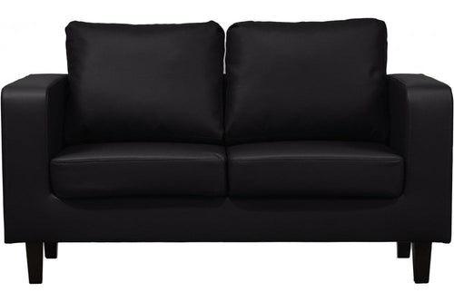 Box Black Leather 2 Seater Sofa