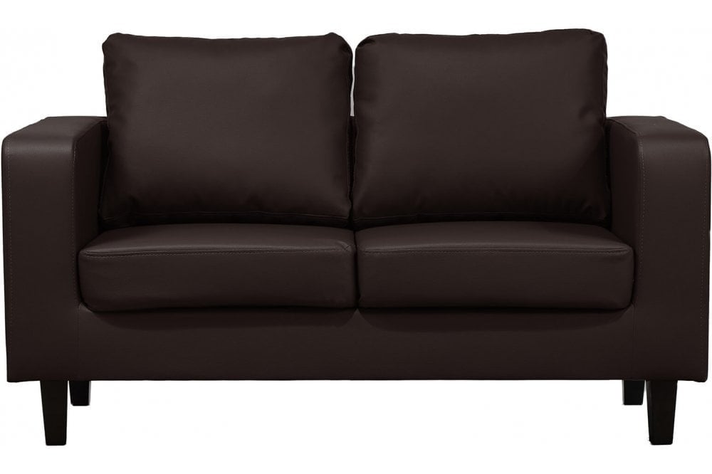 Box Brown Leather 2 Seater Sofa