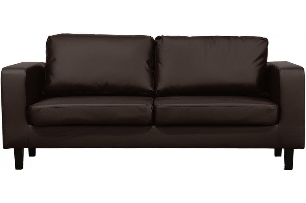 Box Brown Leather 3 Seater Sofa