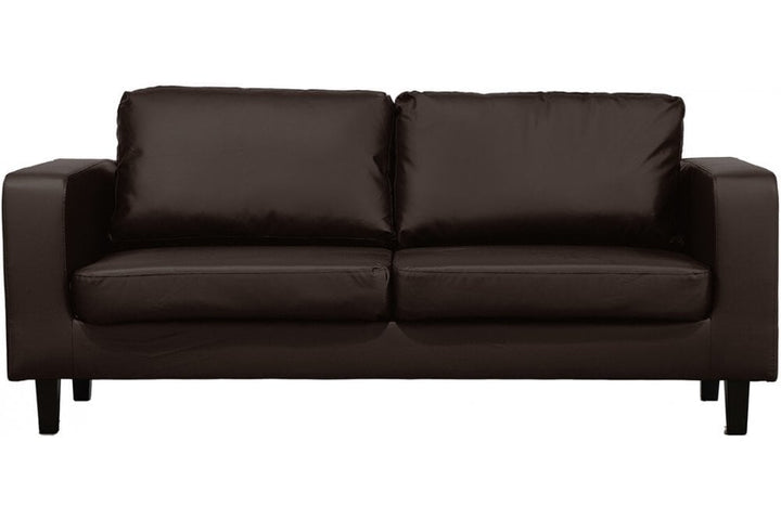 Box Brown Leather 3 Seater Sofa