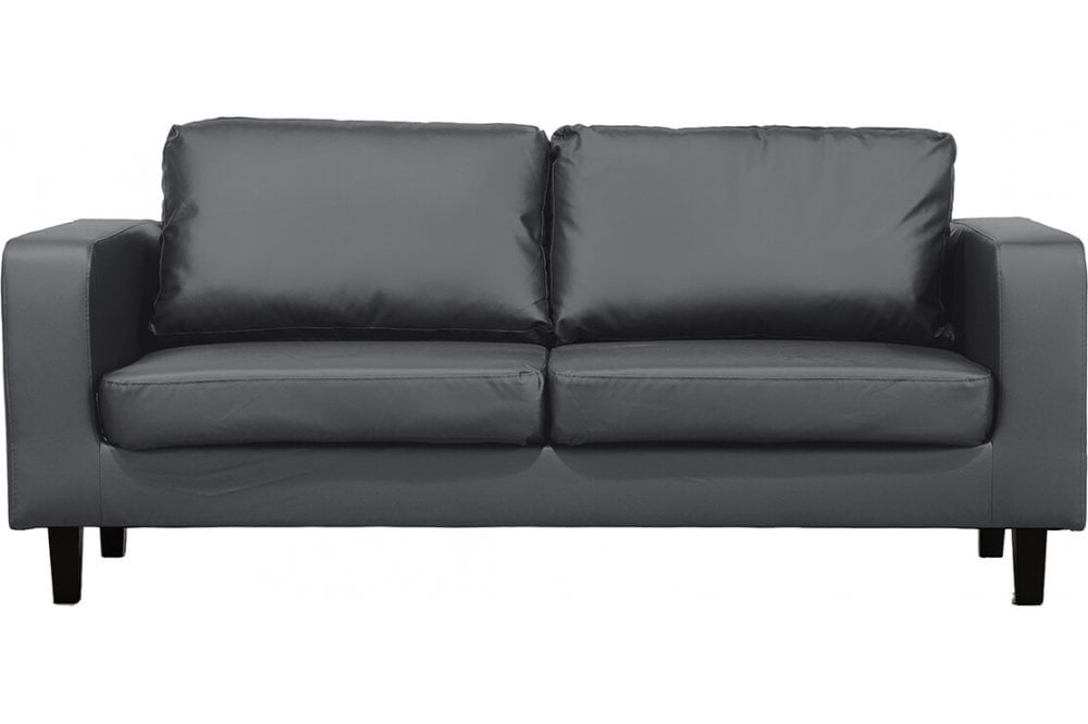 Box Grey Leather 3 Seater Sofa