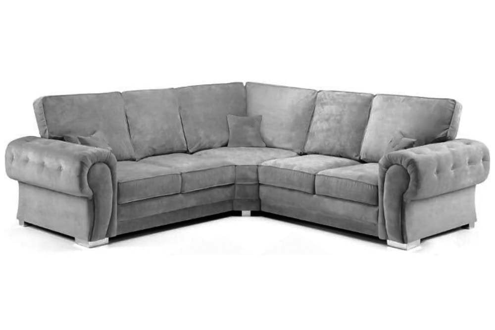 Verona High Back Grey Fabric Corner Sofa Bed