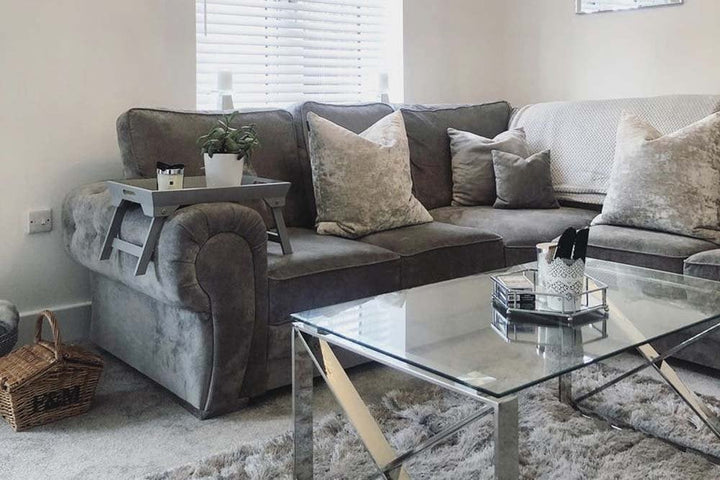 Verona High Back Grey Fabric Corner Sofa