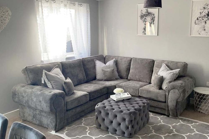 Verona High Back Grey Fabric Corner Sofa
