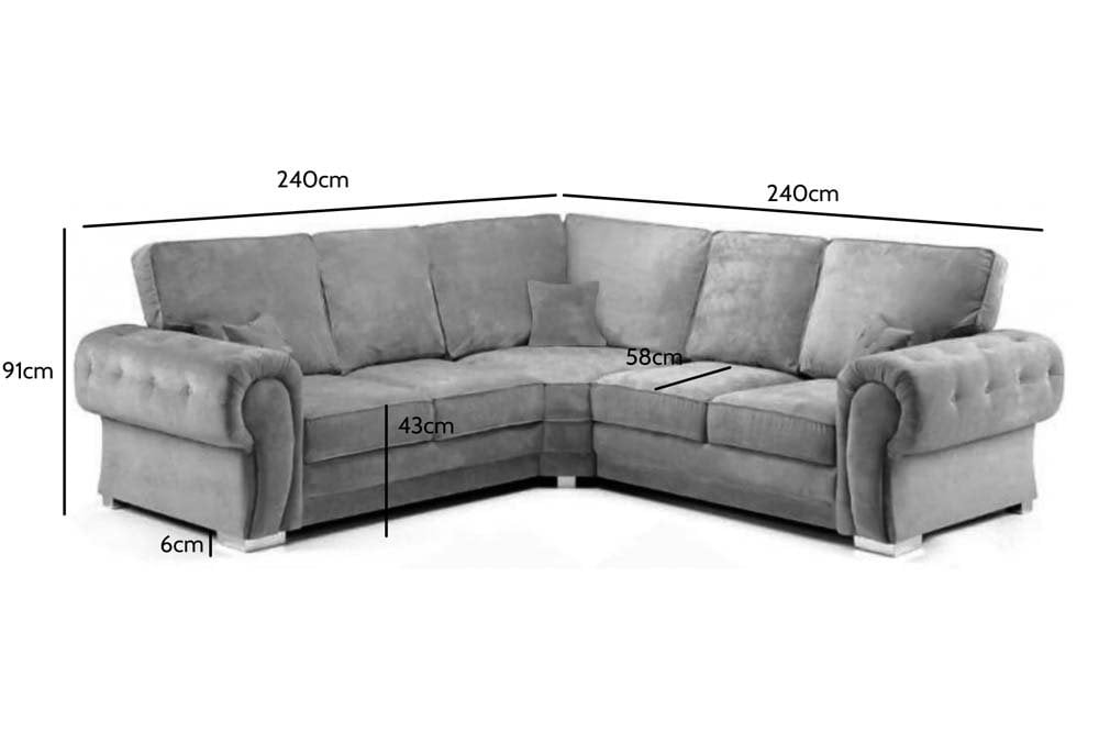 Verona High Back Grey Fabric Corner Sofa