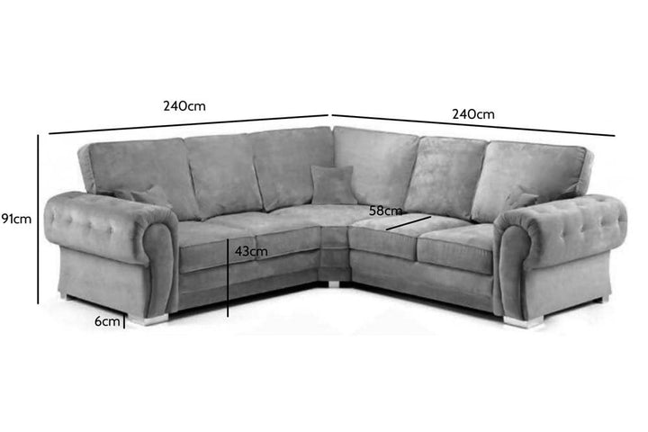 Verona High Back Grey Fabric Corner Sofa