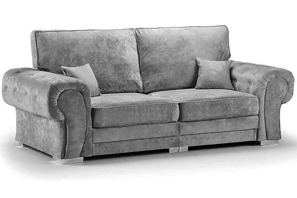 Verona High Back Grey Fabric 4 Seater Sofa