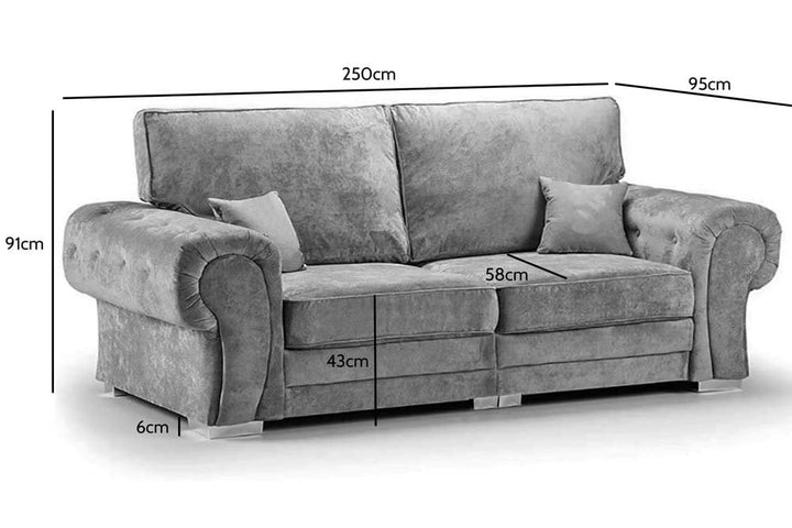 Verona High Back Grey Fabric 4 Seater Sofa