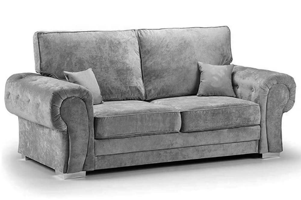 Verona High Back Grey Fabric 3 Seater Sofa