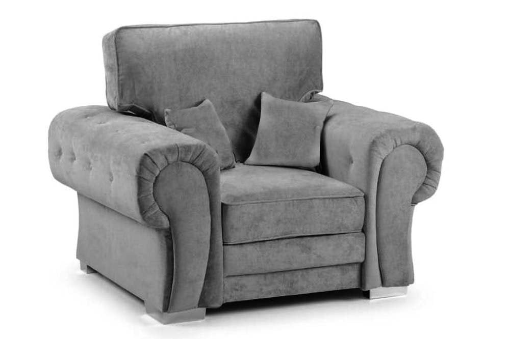 Verona High Back Grey Fabric Armchair