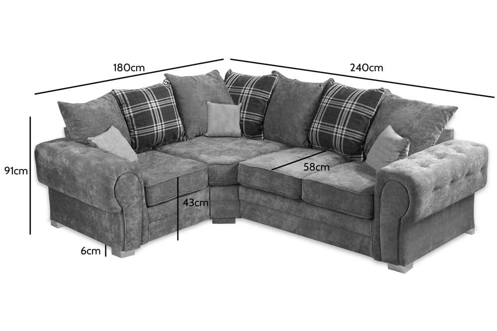 Verona Scatter Grey Fabric Left Corner Sofa