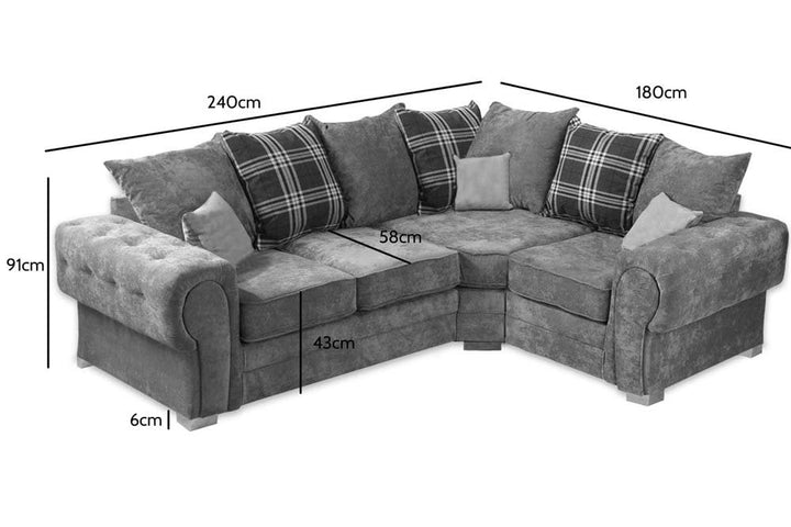 Verona Scatter Grey Fabric Right Corner Sofa
